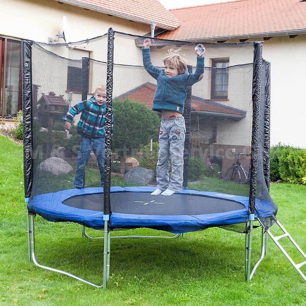 Zahradní trampolína na skákání 250cm vysoká ochranná síť do 100kg nosnost MS16527